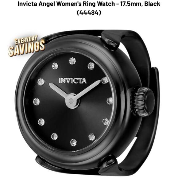 Invicta Angel Women's Ring Watch 17.5mm, Black (44484) $199 MSRP-NEW IN BOX - Picture 8 of 12